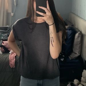 black and grey striped tshirt